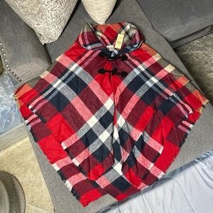 Ladies, Cardigan / Poncho, Red-White-Navy, One Sz.